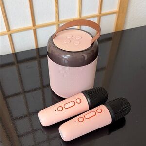 Portable Pink Karaoke Speaker Set